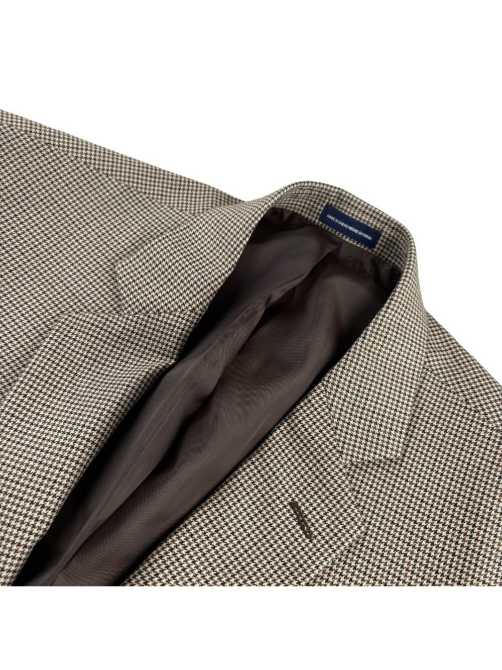 NEW Stafford Classic Fit Performance Blend Houndstooth Blazer Jacket Brown • 44R